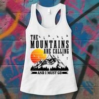 The Mountains Are Calling I Must Go Hiking Camping Climbing Gift Women's Tank Top thumb 3