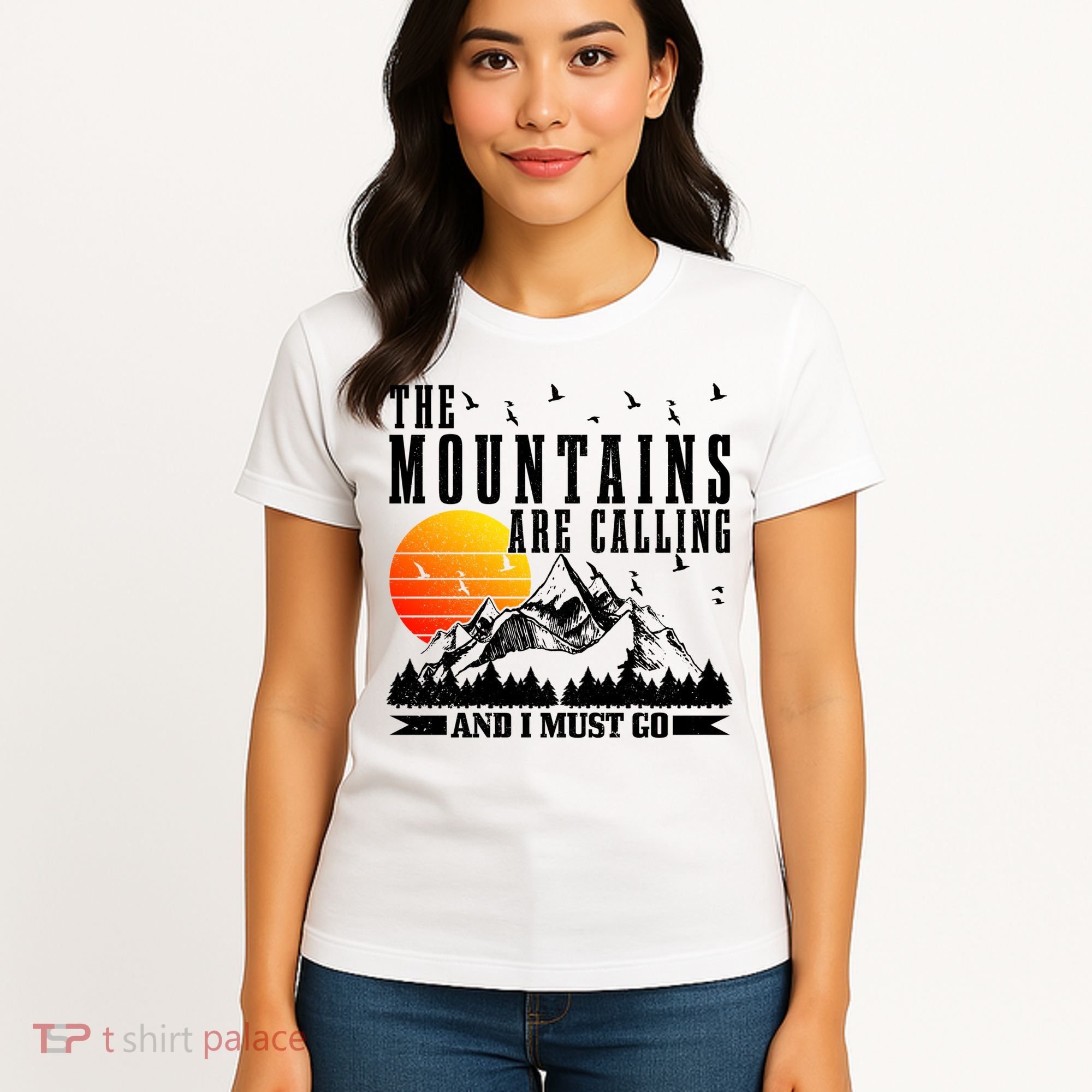 The Mountains Are Calling I Must Go Hiking Camping Climbing Gift Women's T-Shirt