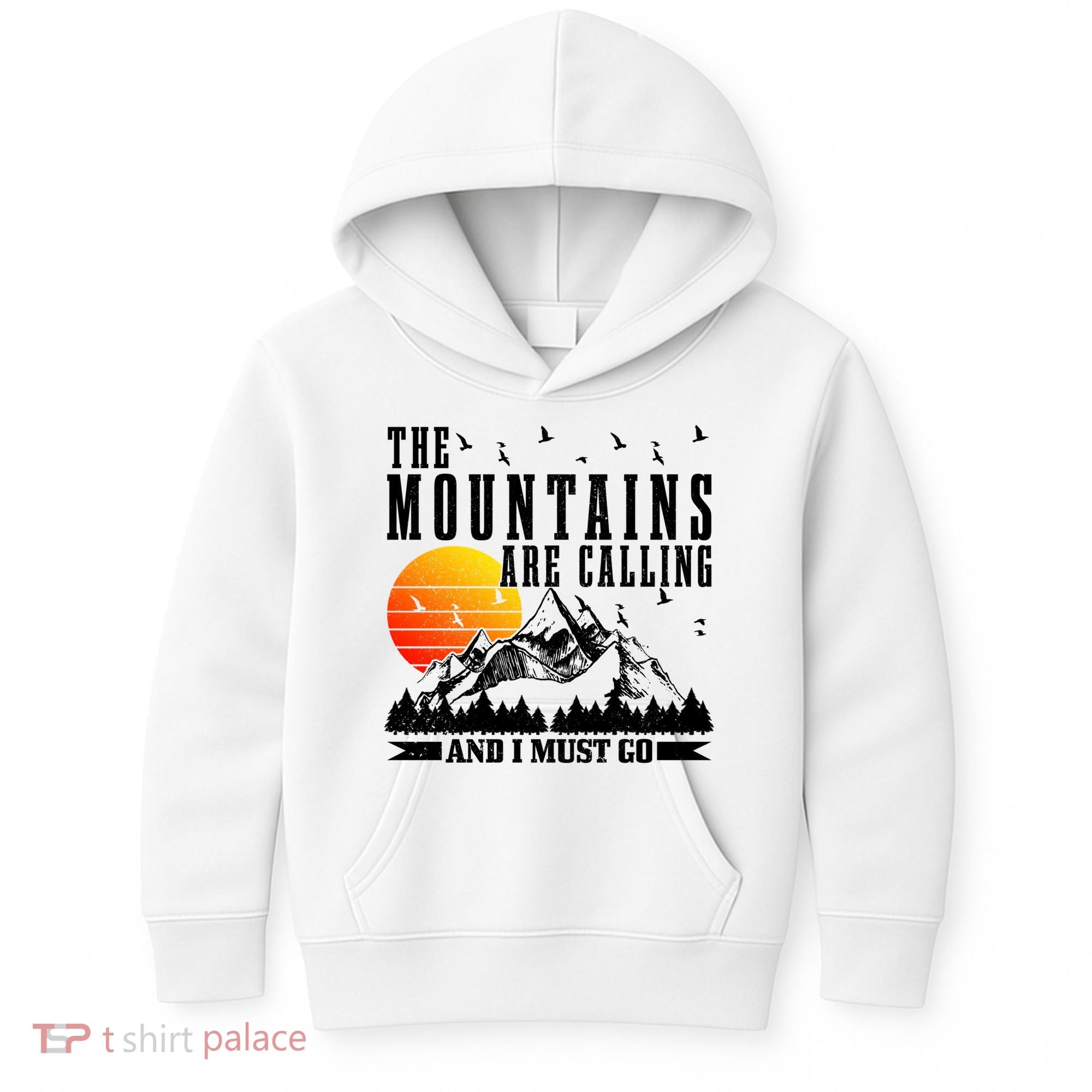 The Mountains Are Calling I Must Go Hiking Camping Climbing Gift Kids Hoodie