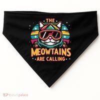 The Meowtains Are Calling Cat Ski Snowboard  USA-Made Doggie Bandana thumb 0