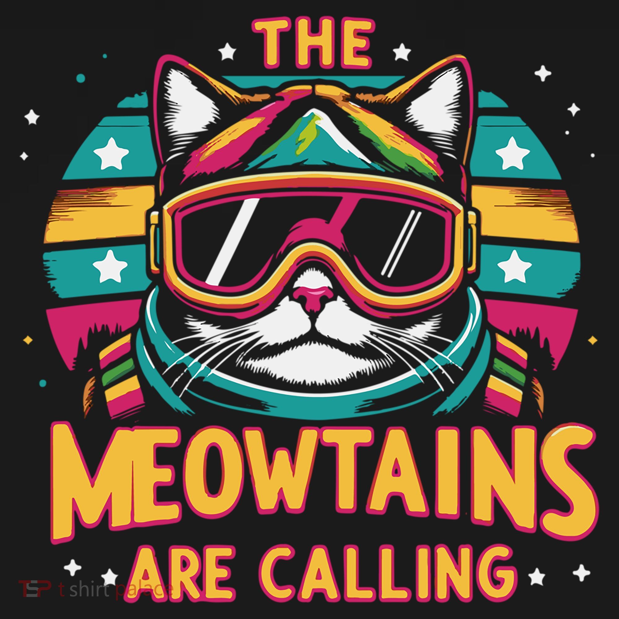 The Meowtains Are Calling Cat Ski Snowboard  Bucket Hat