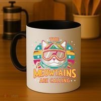 The Meowtains Are Calling Cat Ski Snowboard  Coffee Mug thumb 4