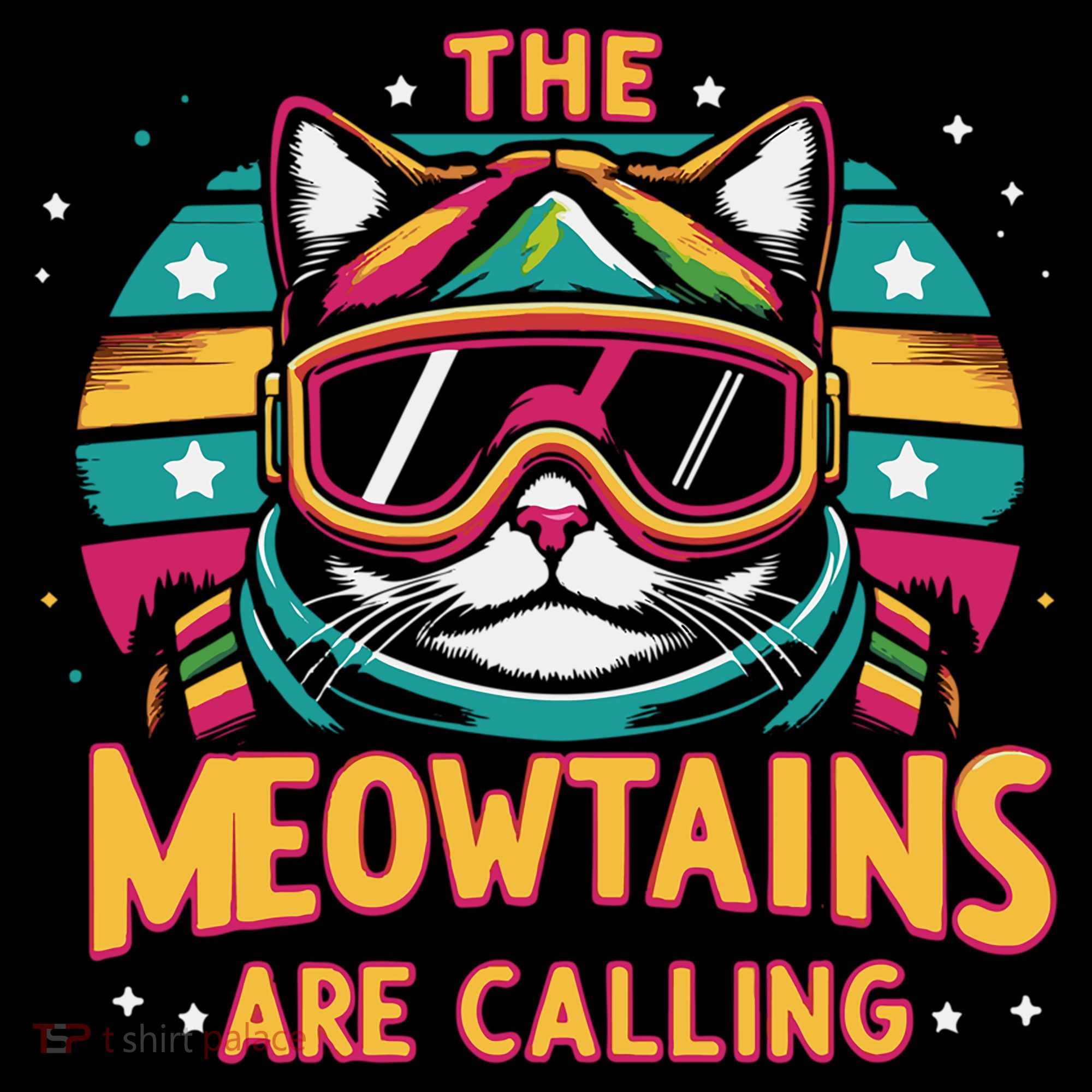 The Meowtains Are Calling Cat Ski Snowboard  Women's Hoodie
