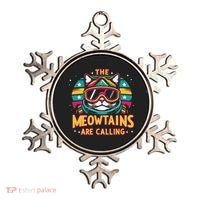 The Meowtains Are Calling Cat Ski Snowboard  Ornament thumb 0