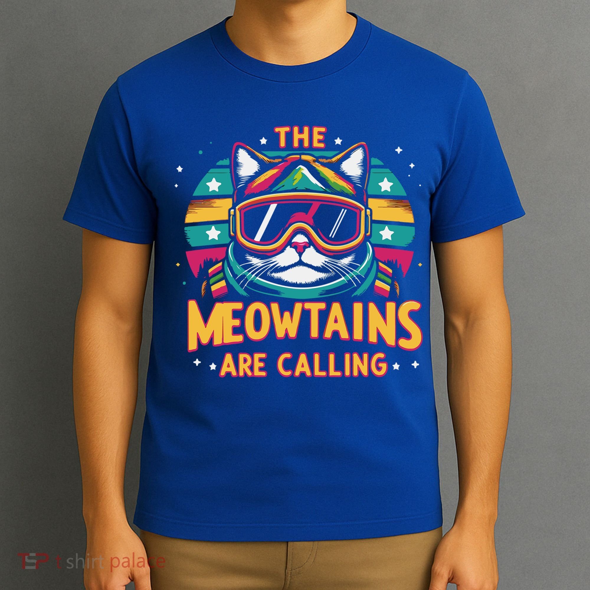 The Meowtains Are Calling Cat Ski Snowboard  T-Shirt