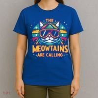 The Meowtains Are Calling Cat Ski Snowboard  T-Shirt thumb 4