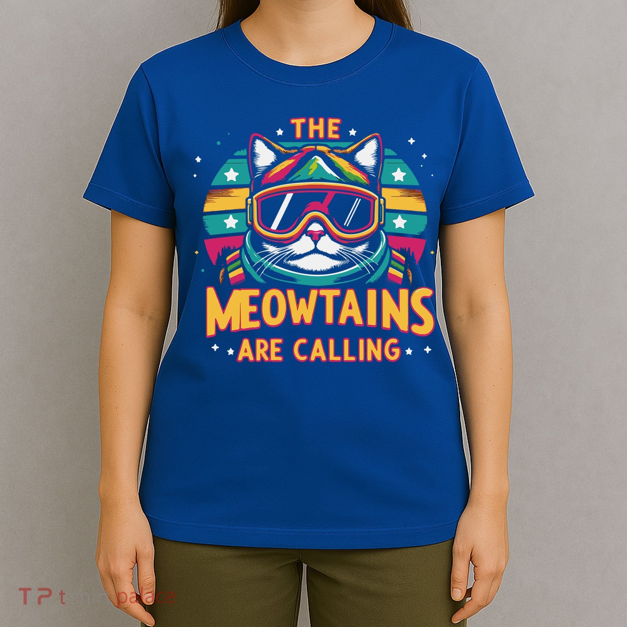 The Meowtains Are Calling Cat Ski Snowboard  T-Shirt