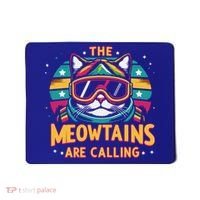 The Meowtains Are Calling Cat Ski Snowboard  Mousepad thumb 0