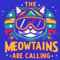 The Meowtains Are Calling Cat Ski Snowboard  Mousepad thumb 1