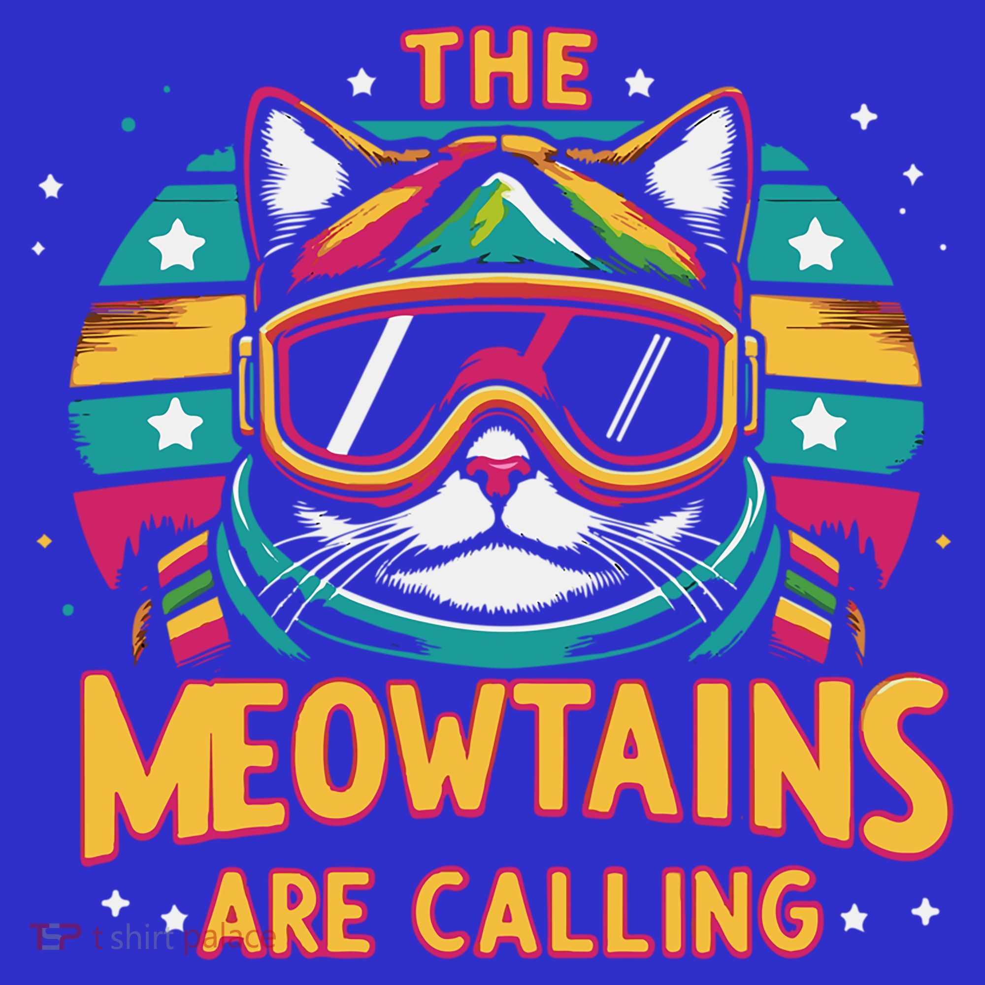 The Meowtains Are Calling Cat Ski Snowboard  Mousepad