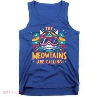 The Meowtains Are Calling Cat Ski Snowboard  Tank Top thumb 0