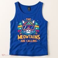 The Meowtains Are Calling Cat Ski Snowboard  Tank Top thumb 2