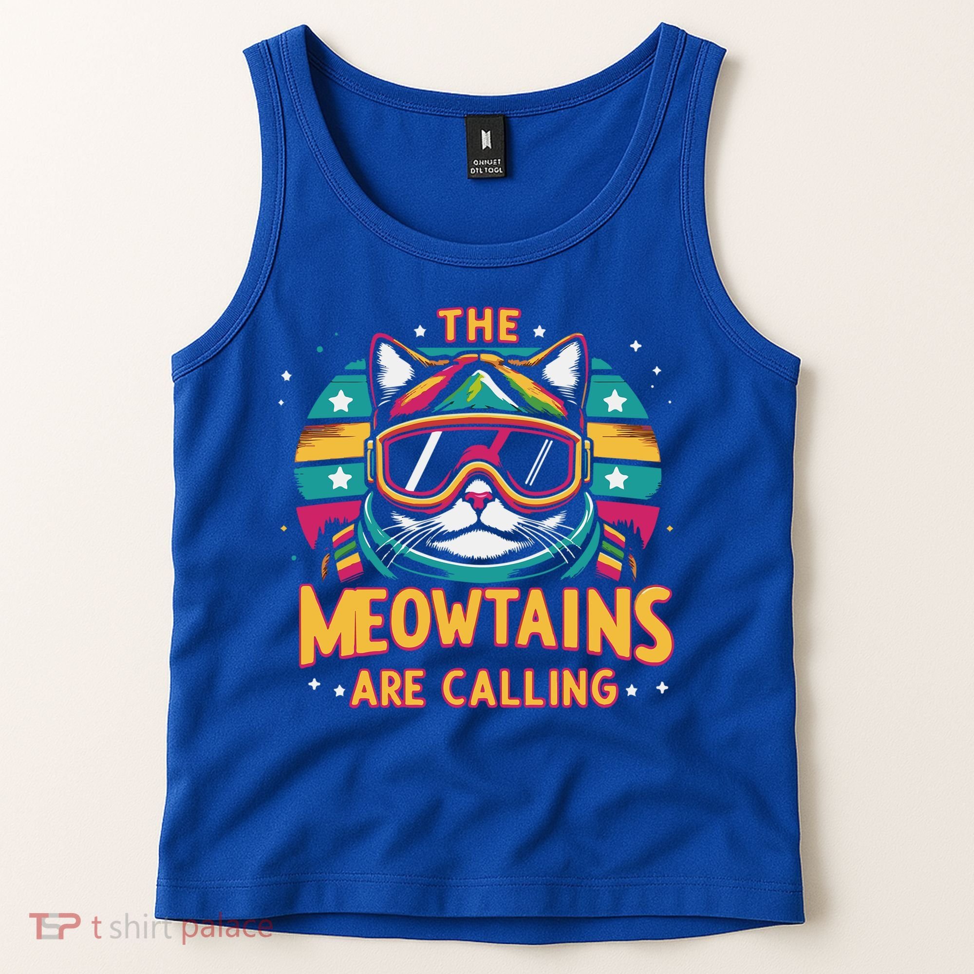 The Meowtains Are Calling Cat Ski Snowboard  Tank Top