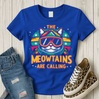 The Meowtains Are Calling Cat Ski Snowboard  Women's T-Shirt thumb 3