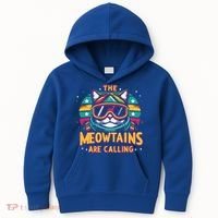 The Meowtains Are Calling Cat Ski Snowboard  Kids Hoodie thumb 0