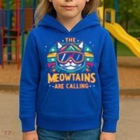 The Meowtains Are Calling Cat Ski Snowboard  Kids Hoodie thumb 3
