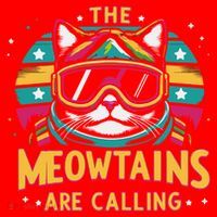 The Meowtains Are Calling Cat Ski Snowboard  Santa Hat thumb 1
