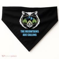 The Meowtains Are Calling Fun Ski And Snowboarder  USA-Made Doggie Bandana thumb 0