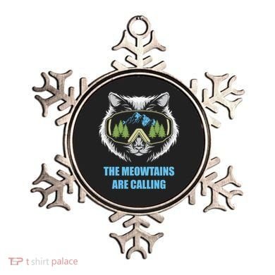 The Meowtains Are Calling Fun Ski And Snowboarder  Ornament