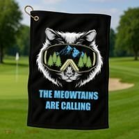 The Meowtains Are Calling Fun Ski And Snowboarder  Golf Towel thumb 1