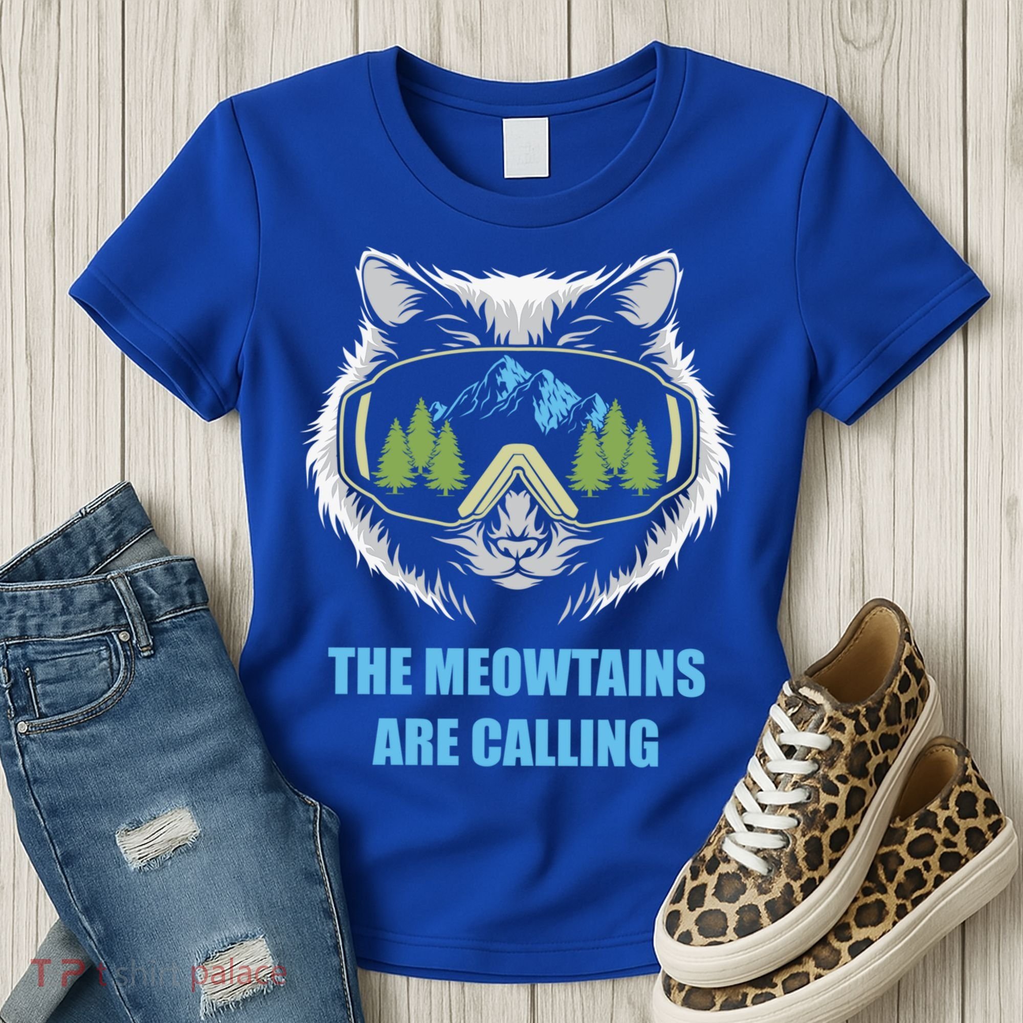 The Meowtains Are Calling Fun Ski And Snowboarder  Women's T-Shirt