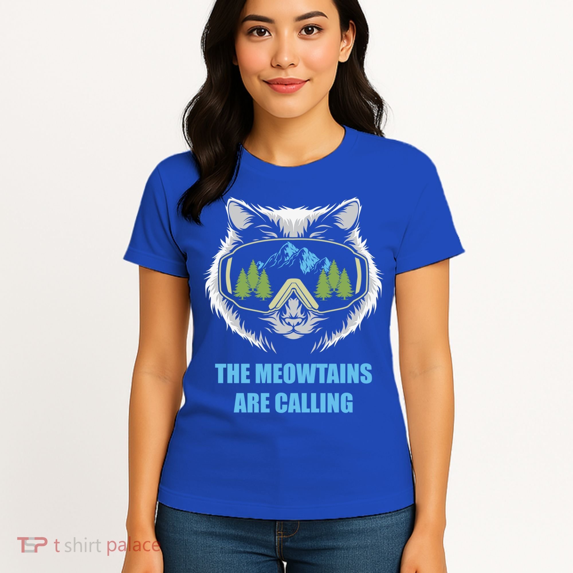 The Meowtains Are Calling Fun Ski And Snowboarder  Women's T-Shirt