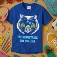 The Meowtains Are Calling Fun Ski And Snowboarder  Kids T-Shirt thumb 3