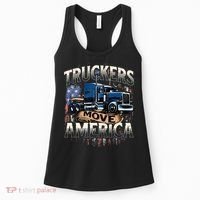 Truckers Move America Semi Truck Driver Trucking Big Rig Women's Tank Top thumb 0
