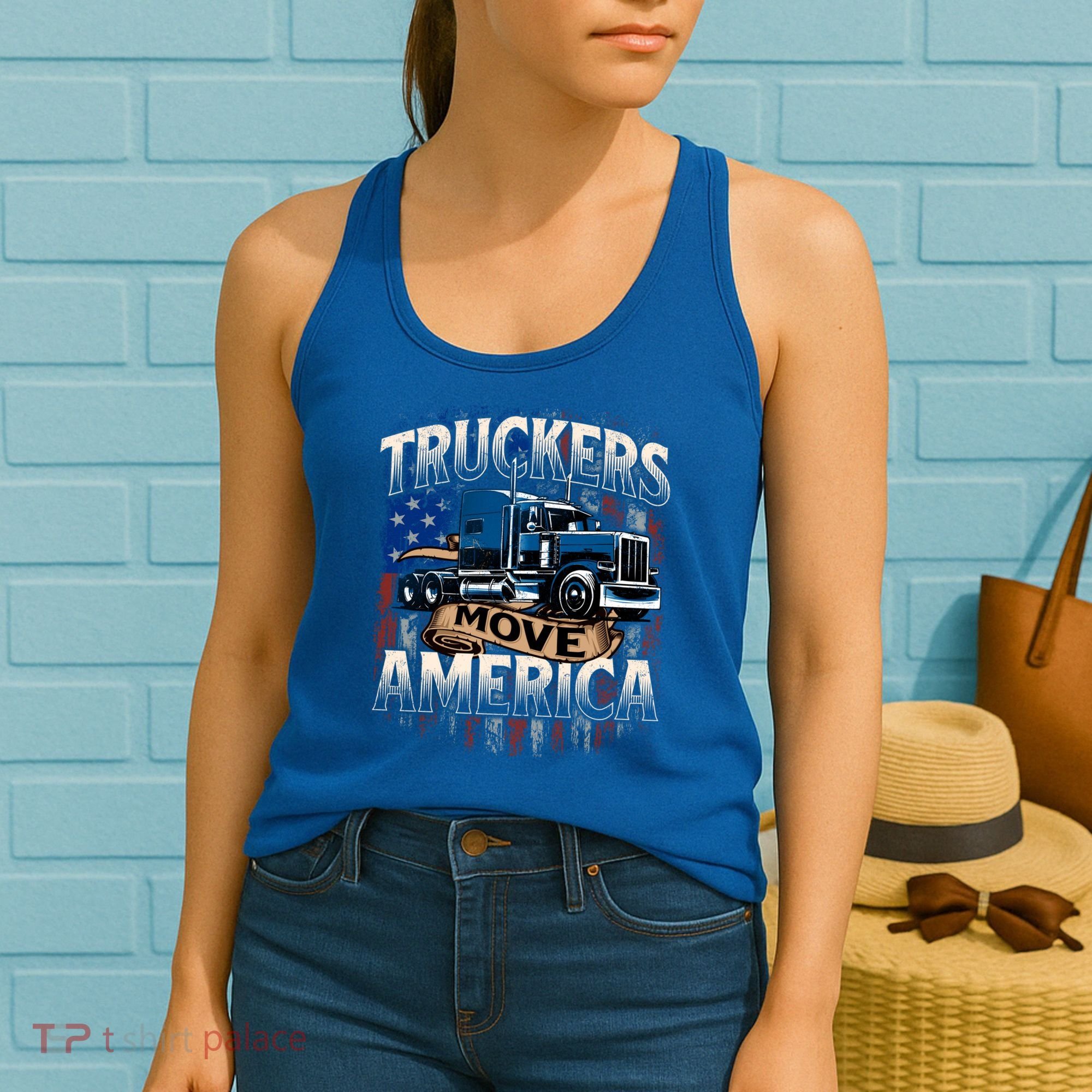 Truckers Move America Cute Gift Semi Truck Driver Trucking Big Rig Cool Gift Women's Tank Top