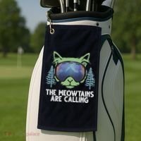 The Meowtains Are Calling Golf Towel thumb 2