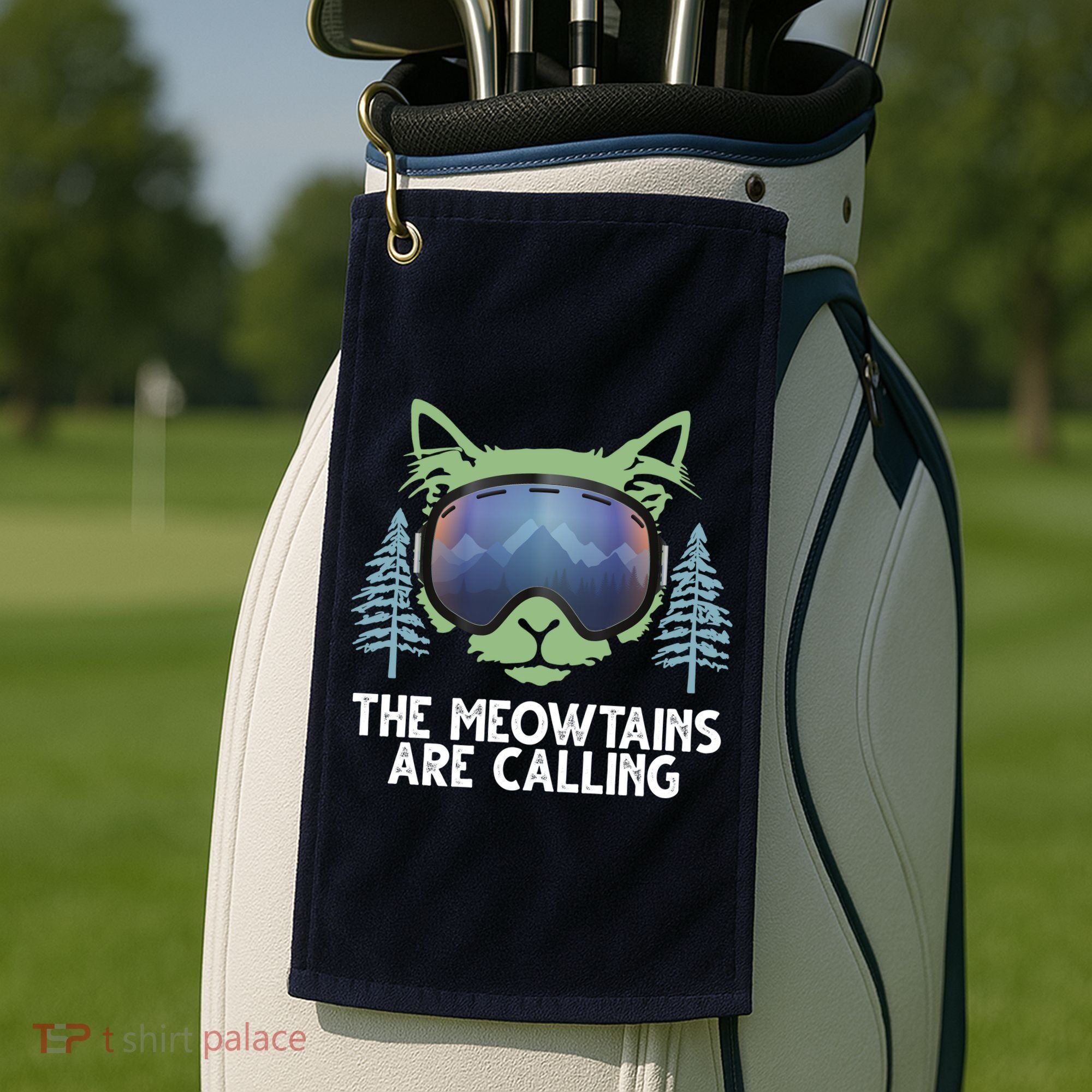 The Meowtains Are Calling Golf Towel