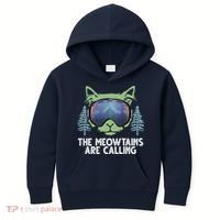 The Meowtains Are Calling Kids Hoodie thumb 0