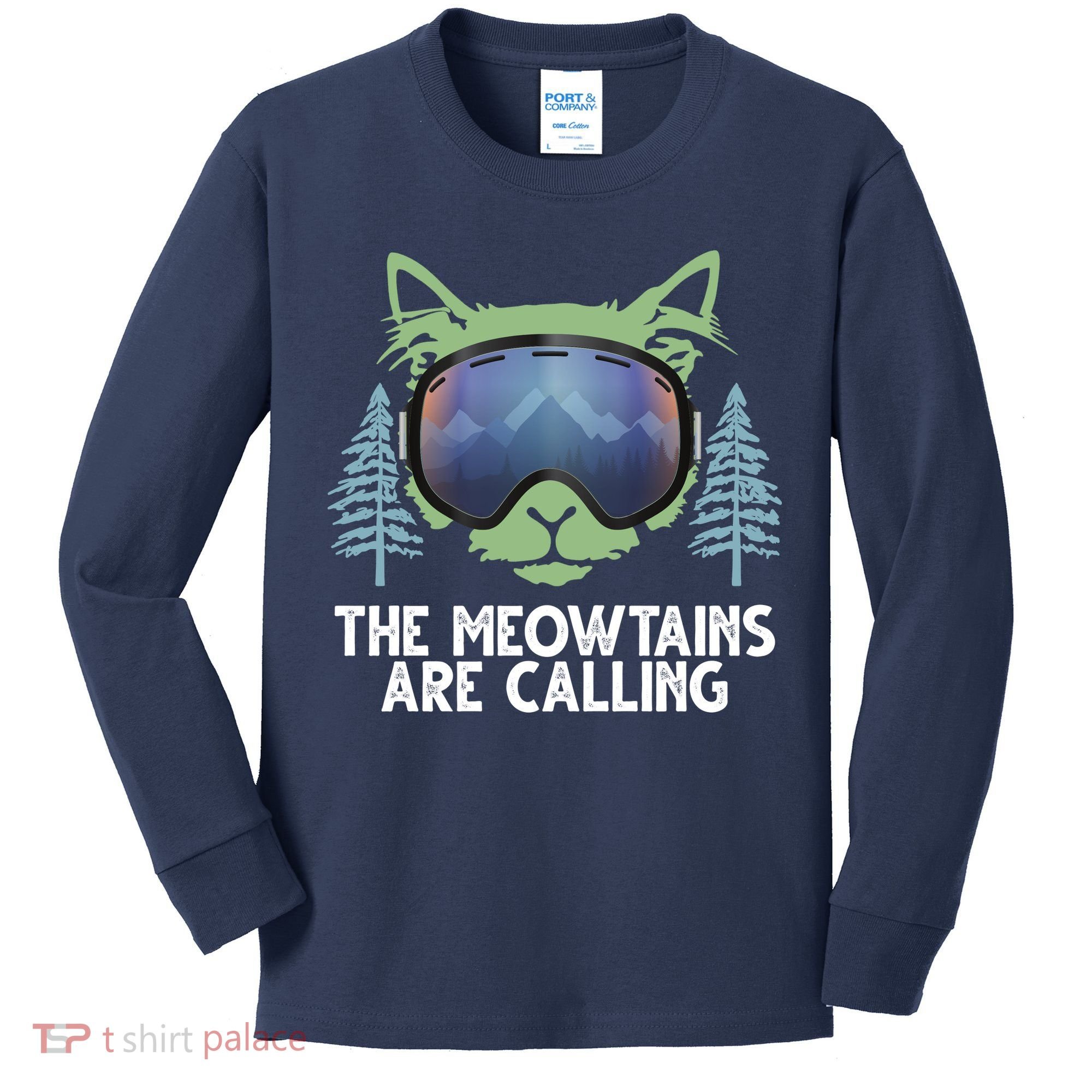 The Meowtains Are Calling Kids Long Sleeve Shirt