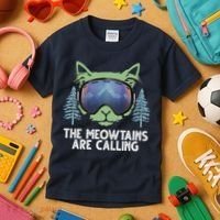 The Meowtains Are Calling Kids T-Shirt thumb 3