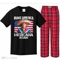 Trump Make America Mexicana Again Funny Mexican Latinos Kids Plaid Pajama Set thumb 0