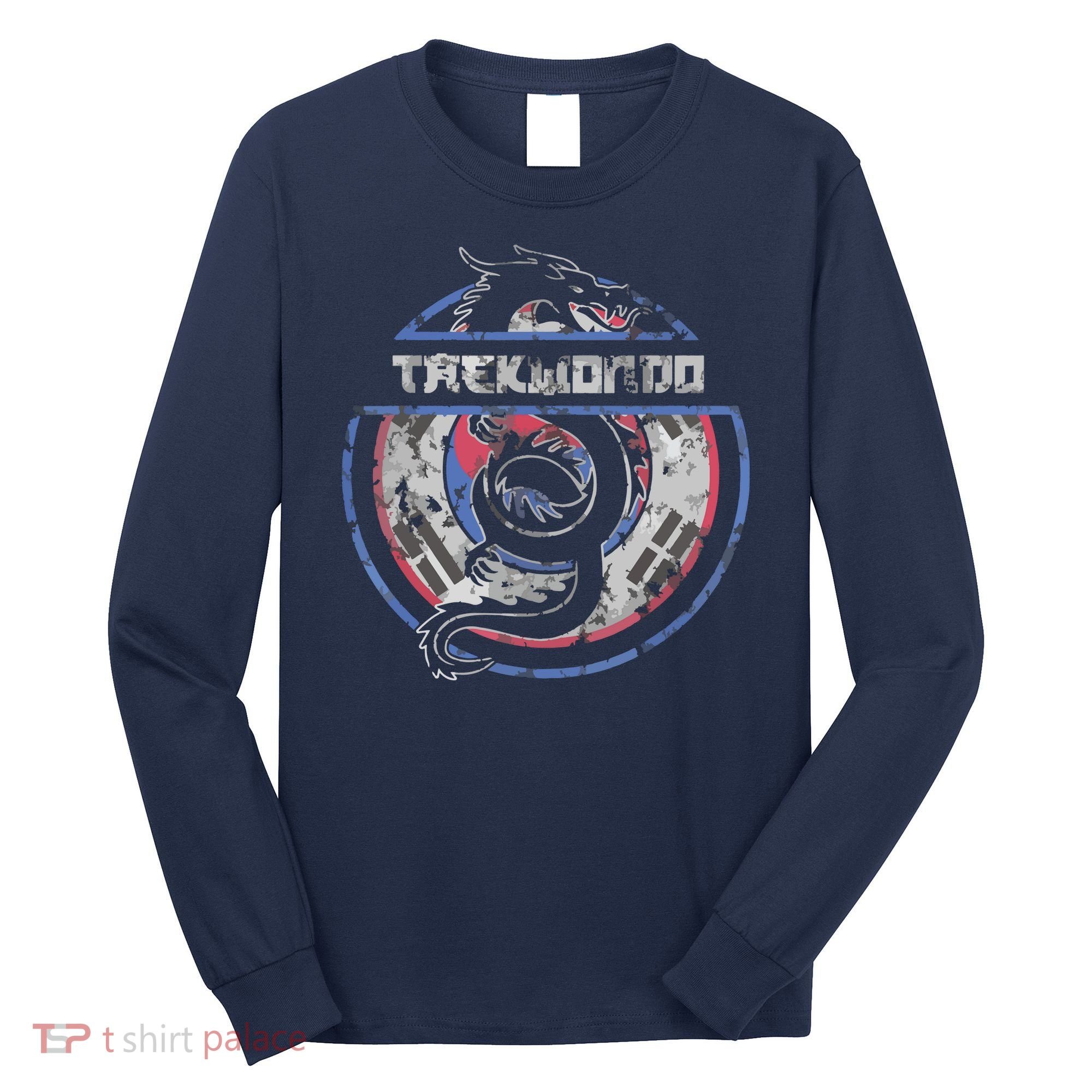 Taekwondo Martial Arts Gift Dragon Korean Flag Long Sleeve Shirt