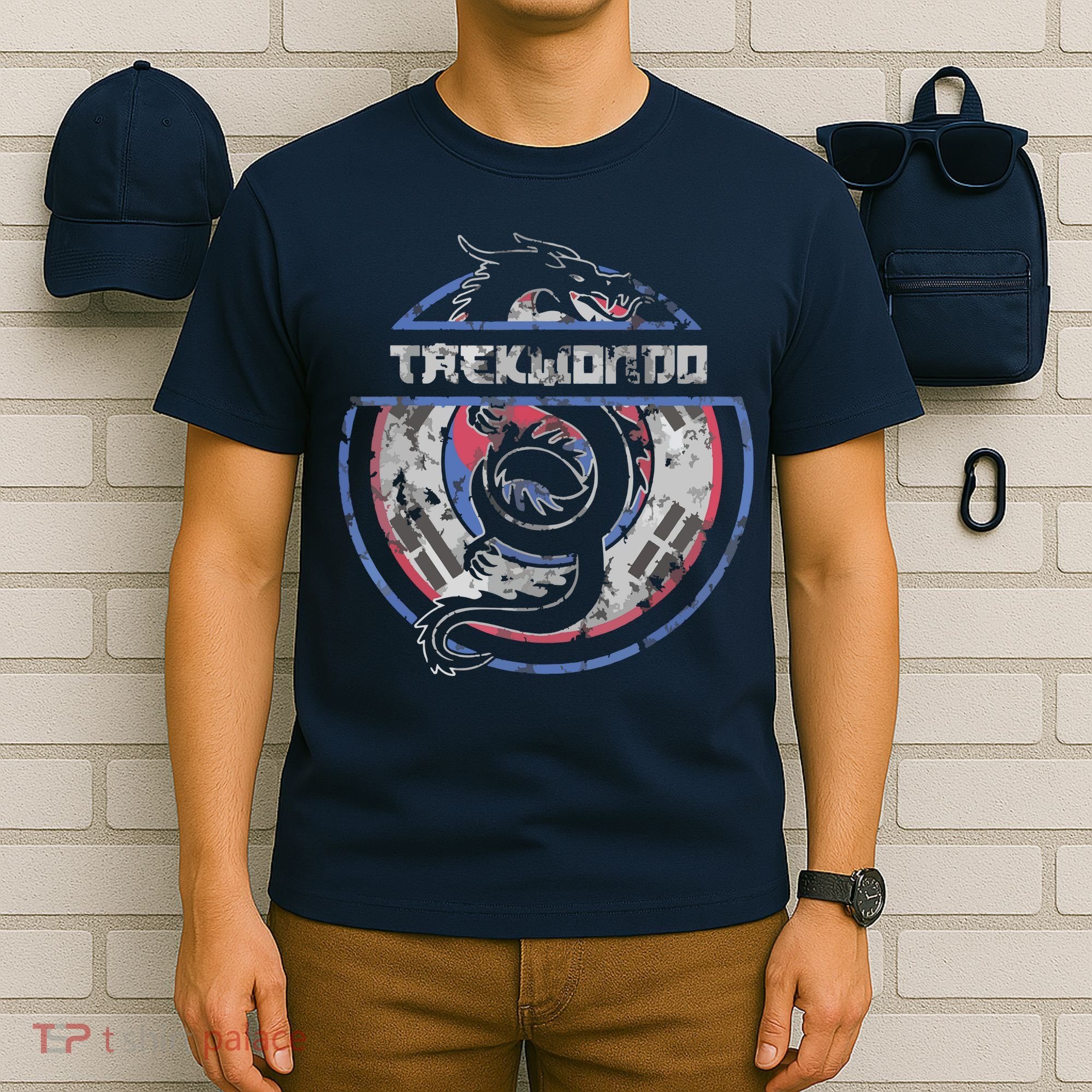 Taekwondo Martial Arts Gift Dragon Korean Flag T-Shirt