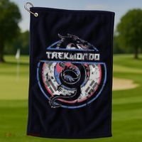Taekwondo Martial Arts Gift Dragon Korean Flag Golf Towel thumb 1