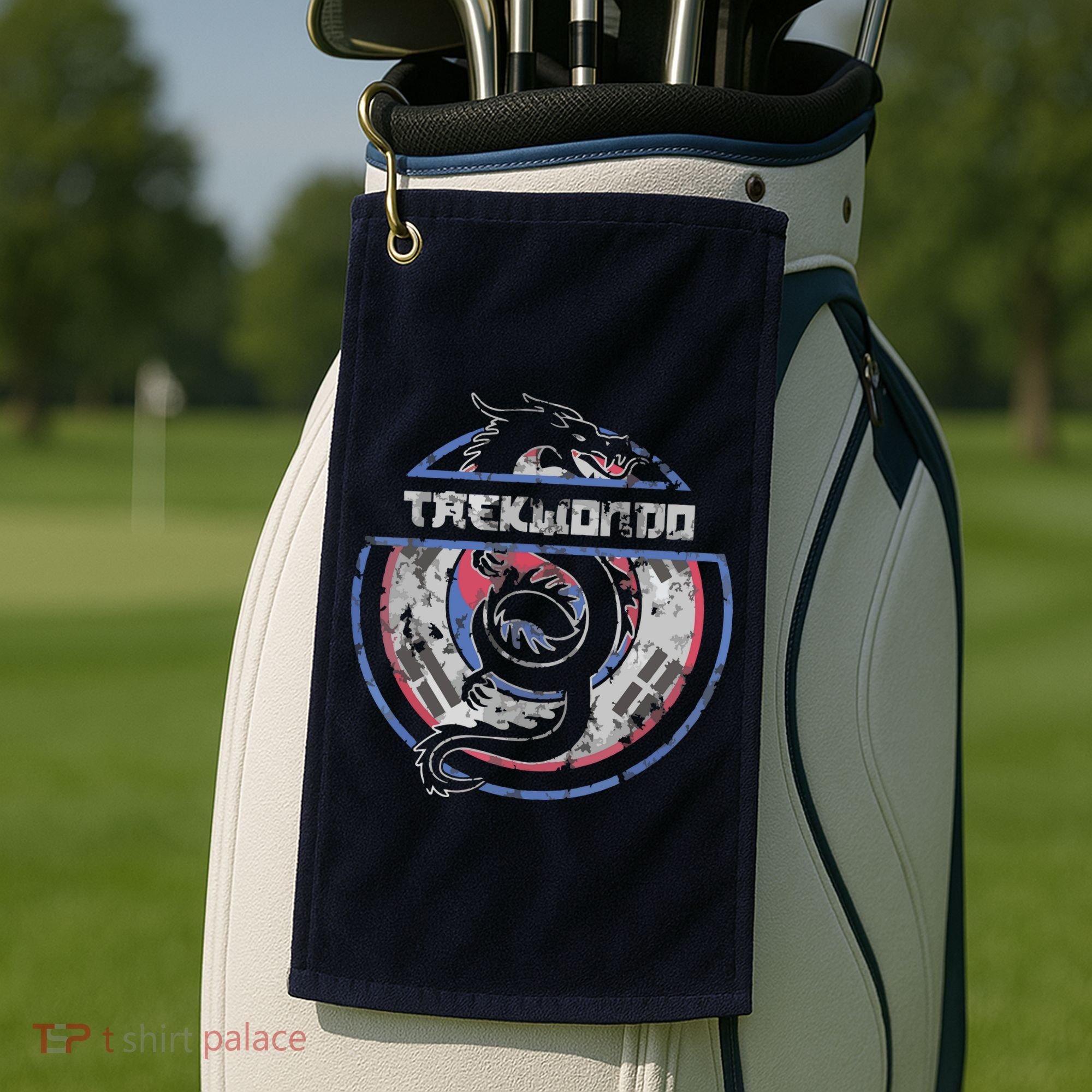 Taekwondo Martial Arts Gift Dragon Korean Flag Golf Towel