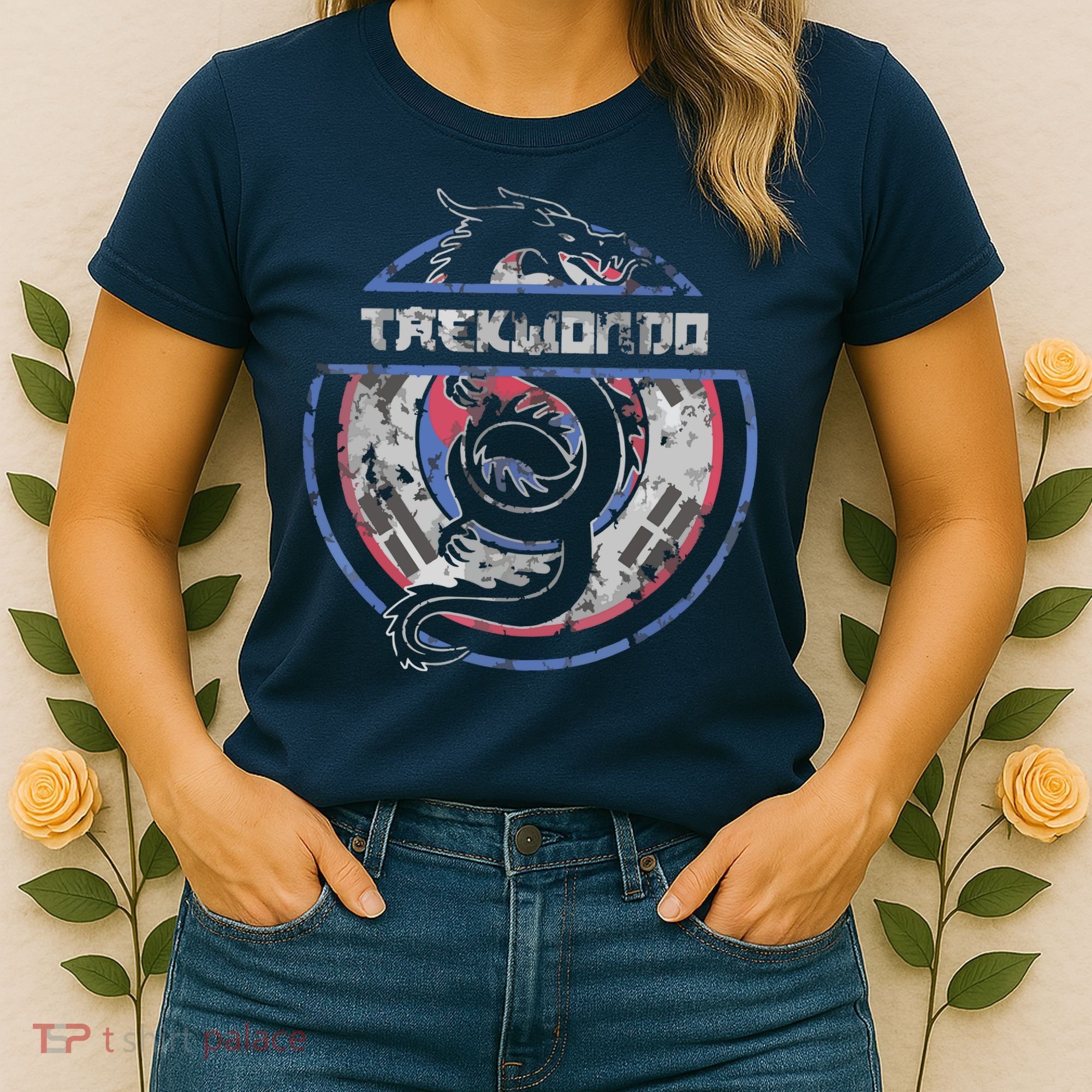 Taekwondo Martial Arts Gift Dragon Korean Flag Women's T-Shirt