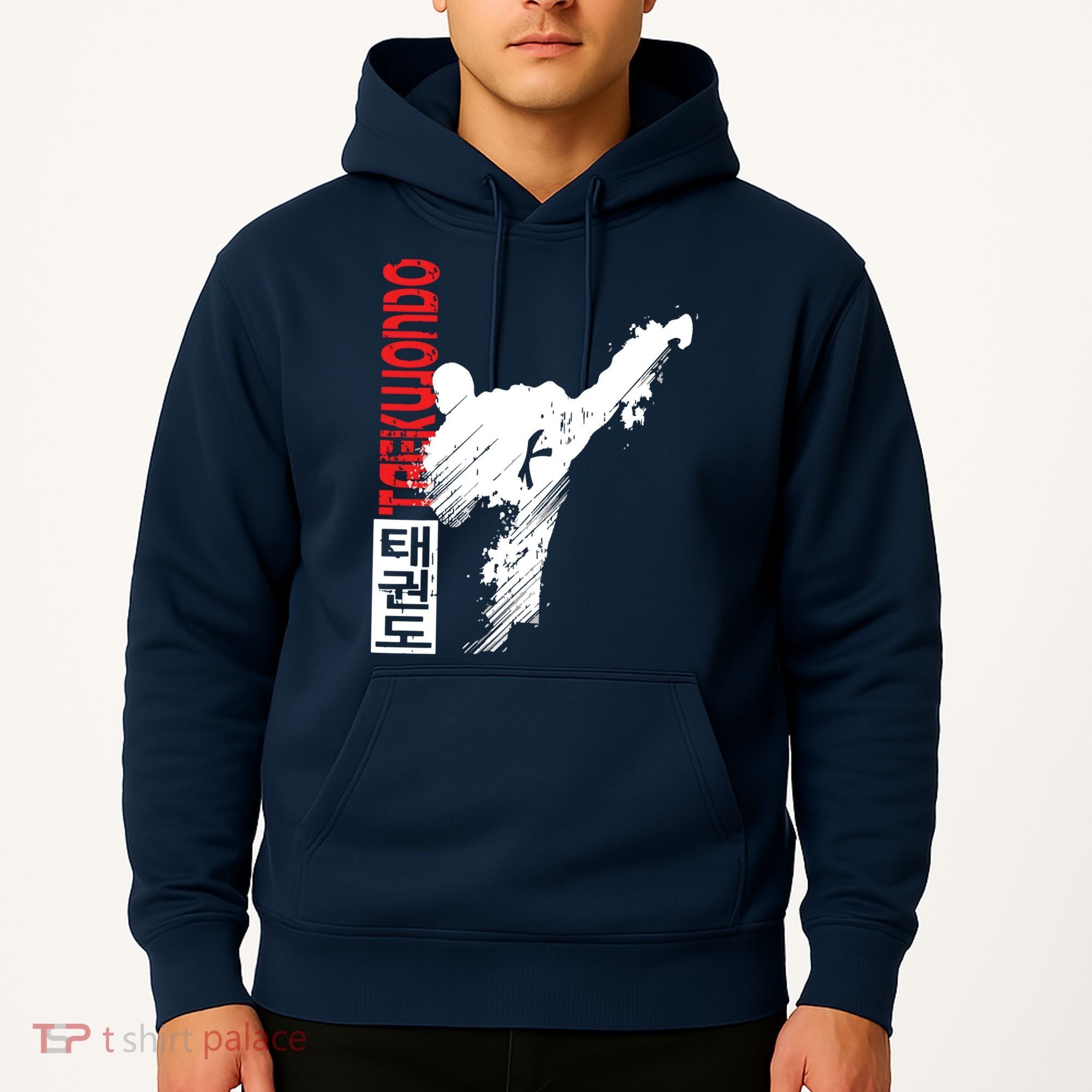 Taekwondo Martial Art Distressed Style Kick Tee Hoodie