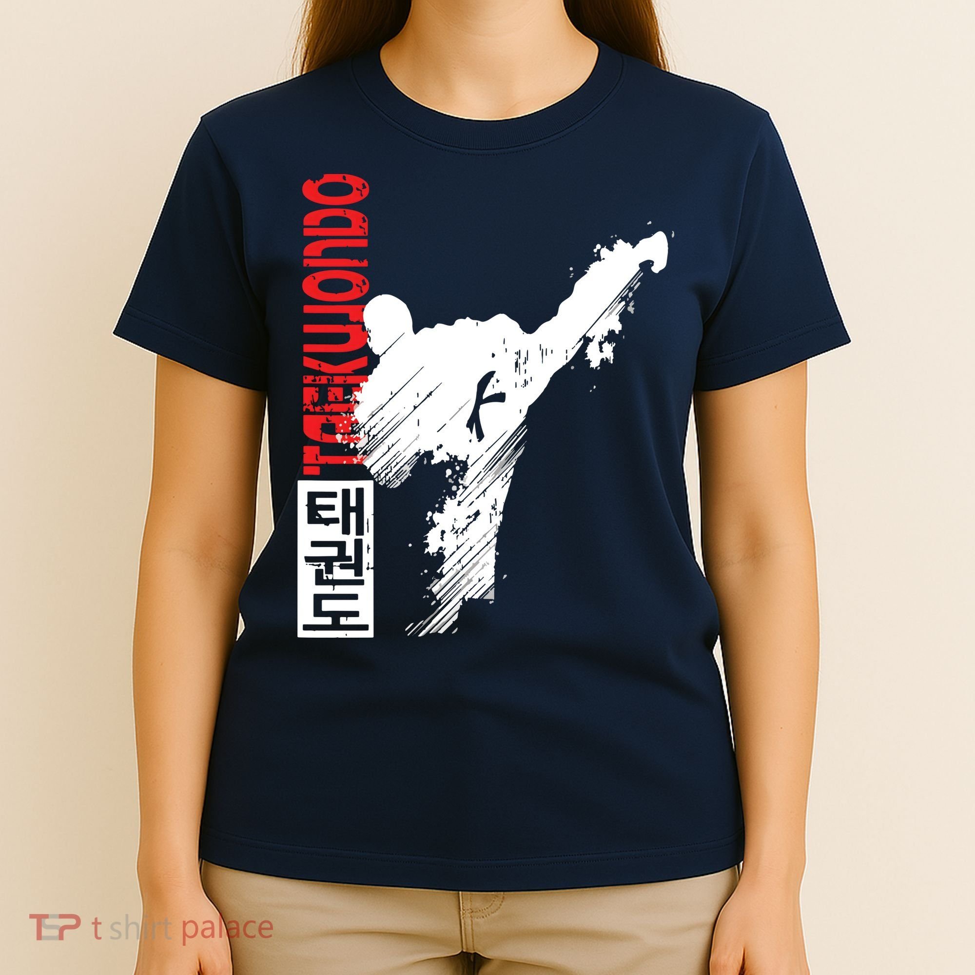 Taekwondo Martial Art Distressed Style Kick Tee T-Shirt