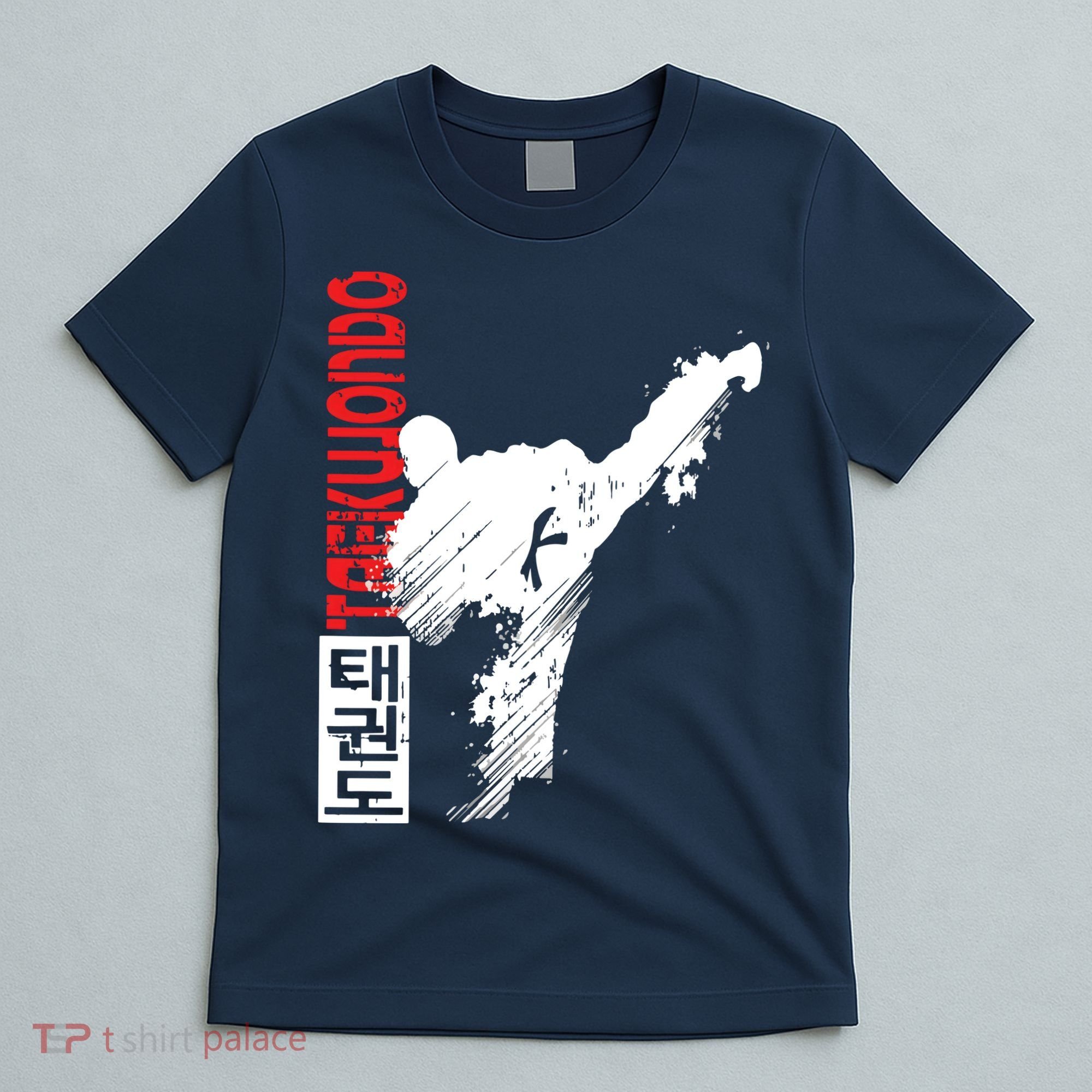 Taekwondo Martial Art Distressed Style Kick Tee T-Shirt