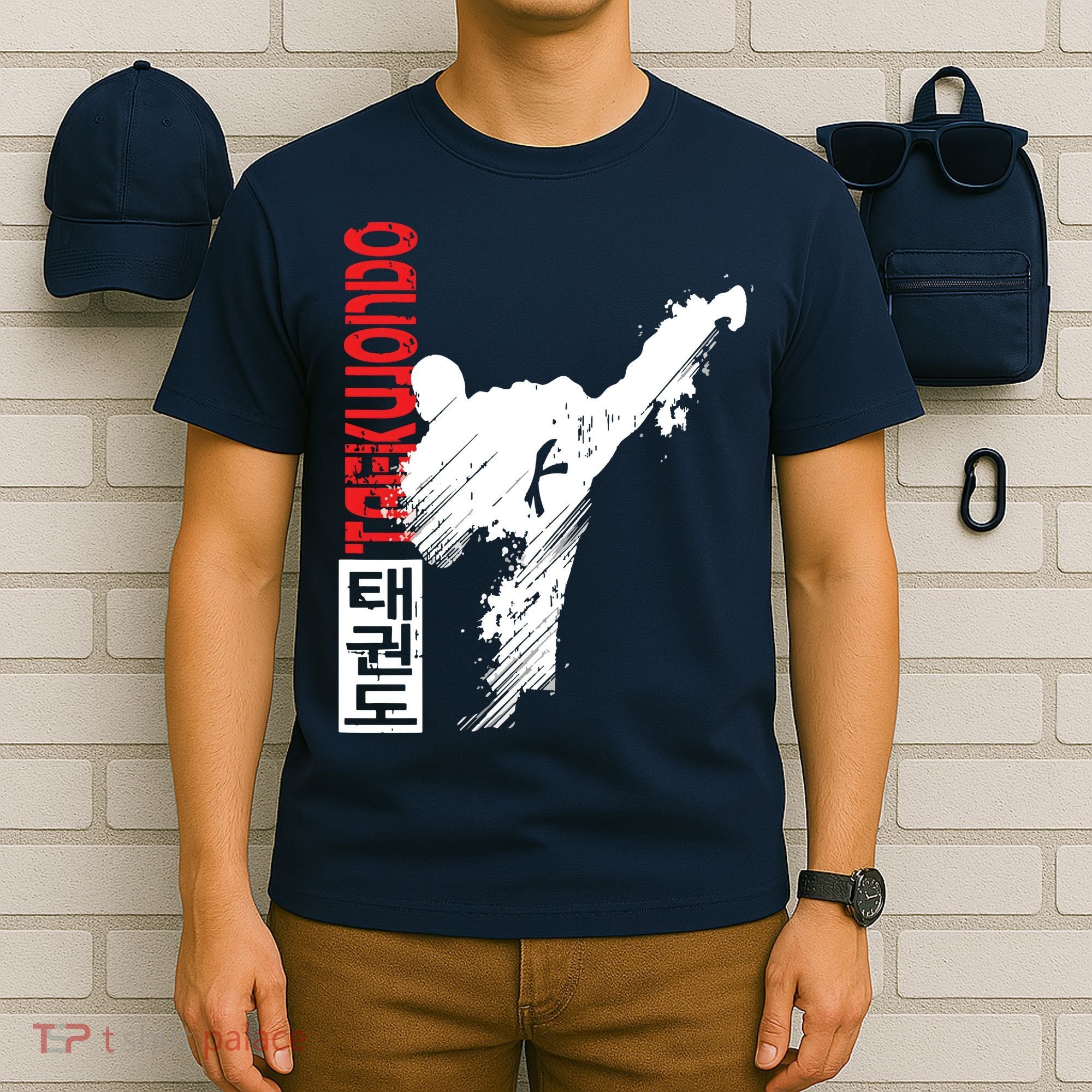 Taekwondo Martial Art Distressed Style Kick Tee T-Shirt
