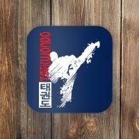 Taekwondo Martial Art Distressed Style Kick Tee Coaster thumb 0