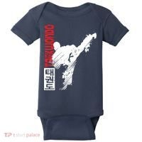 Taekwondo Martial Art Distressed Style Kick Tee Baby Bodysuit thumb 0