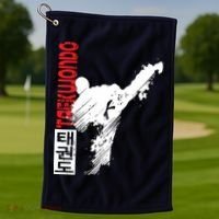 Taekwondo Martial Art Distressed Style Kick Tee Golf Towel thumb 1