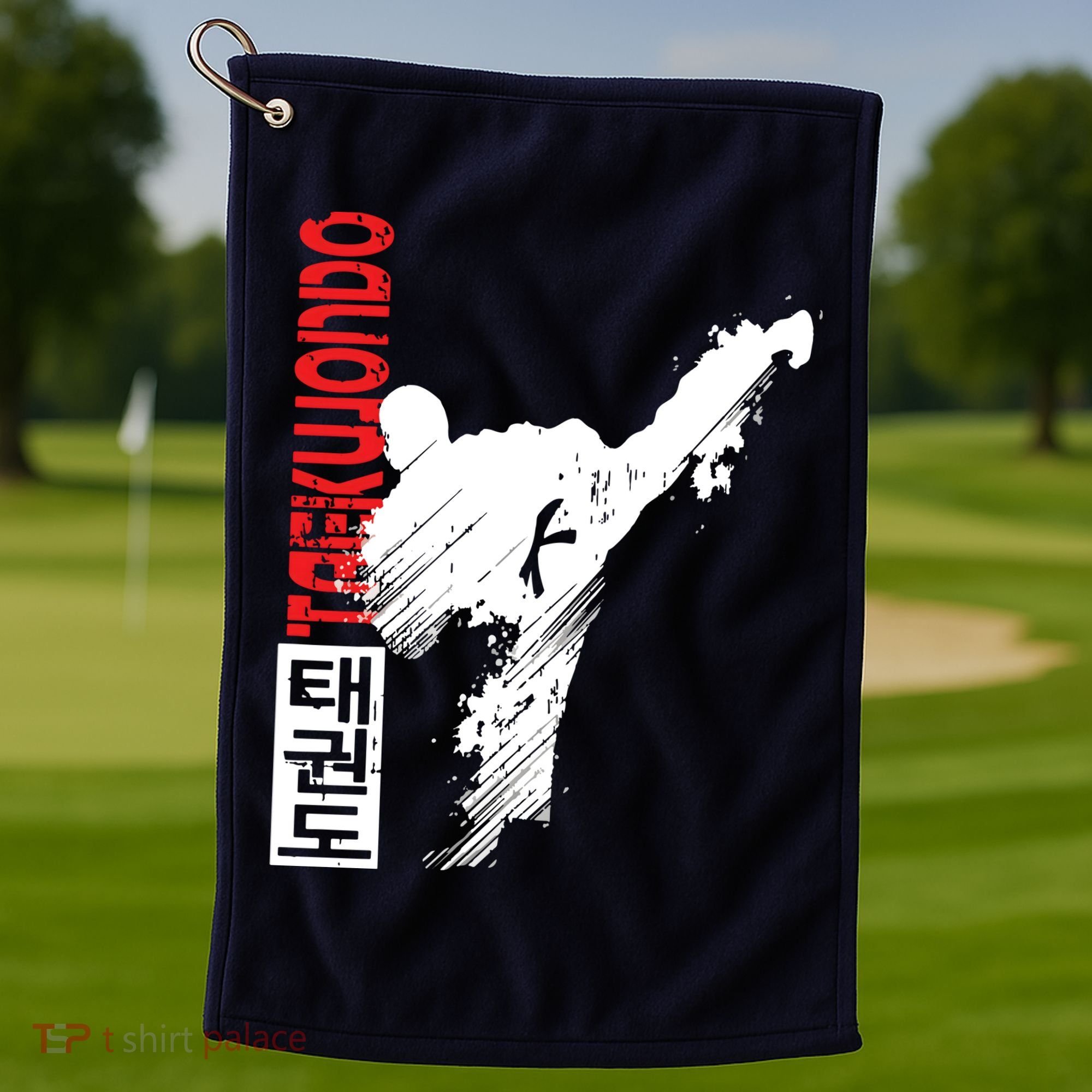 Taekwondo Martial Art Distressed Style Kick Tee Golf Towel
