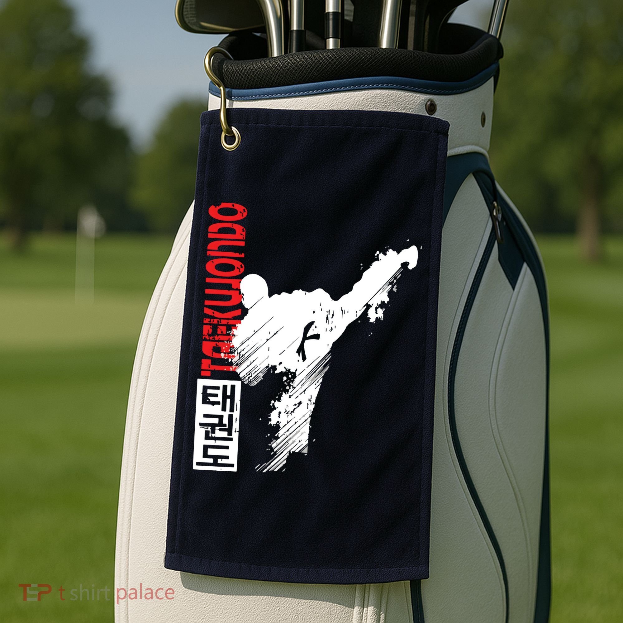 Taekwondo Martial Art Distressed Style Kick Tee Golf Towel
