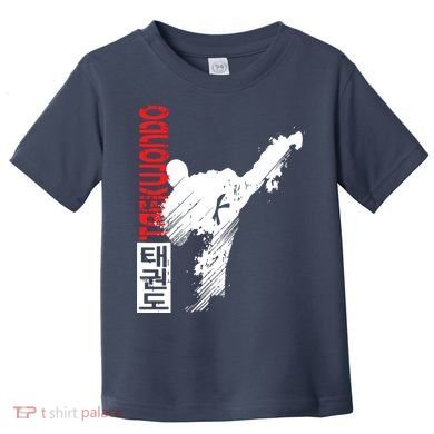 Taekwondo Martial Art Distressed Style Kick Tee Toddler T-Shirt